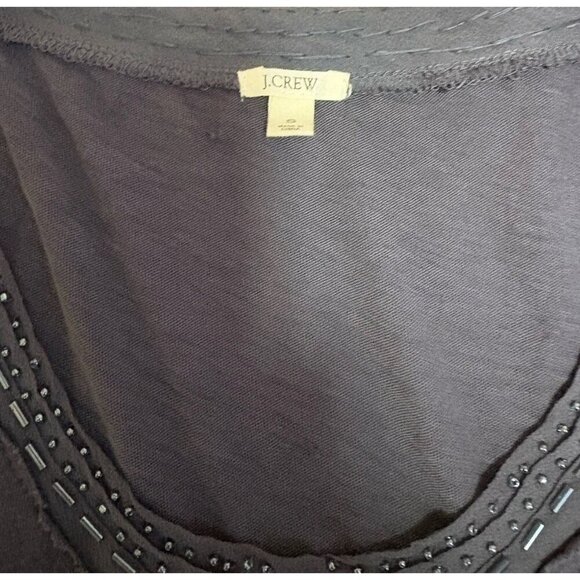 J Crew tank top Small Gray Bugle Bead Decoration Cotton Top Silk Trim Edging - Picture 2 of 6